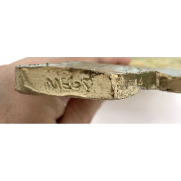 Art Pottery Fish Decor 13" Signed Meg Green Yellow Hand Crafted - Picture 10 of 12